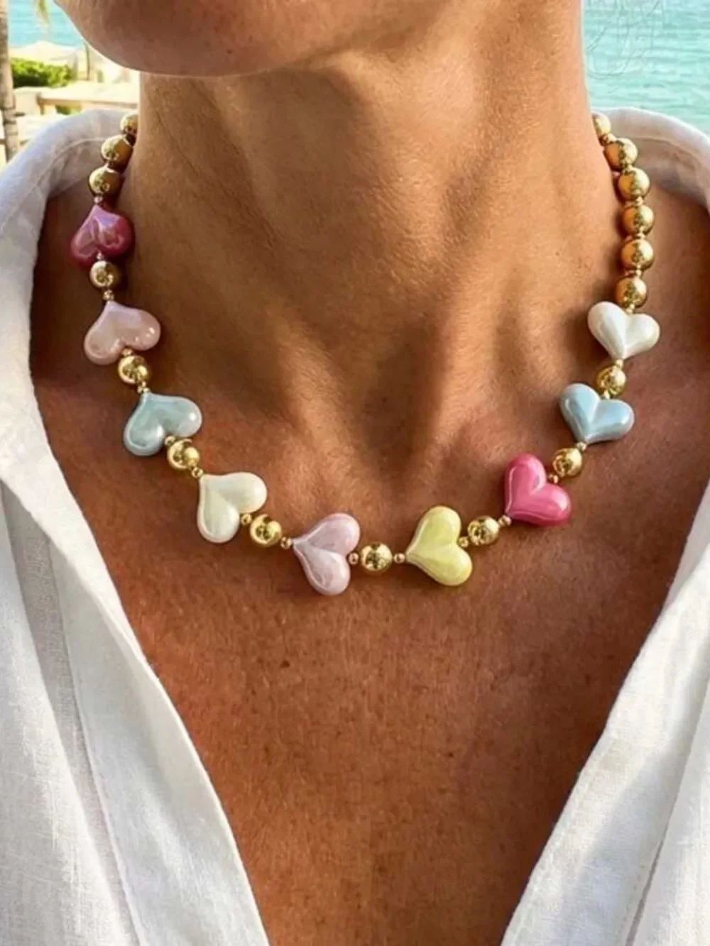 Boho heart necklace #2687